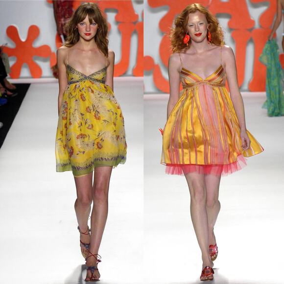 Vintage Anna Sui Archival Party Dress Black Lace Sparkling Print Pink Skirt - Picture 13 of 13